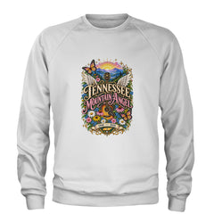 Tennessee Mountain Angel Wings Dolly Adult Crewneck Sweatshirt White
