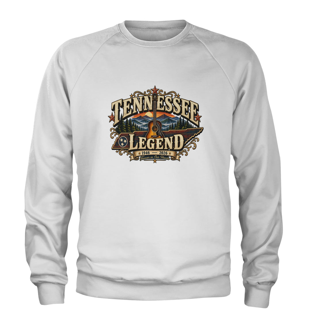Tennessee Legend Country Music Dolly Adult Crewneck Sweatshirt White