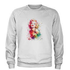 Mrs. Monroe Watercolors Bombshell Adult Crewneck Sweatshirt White