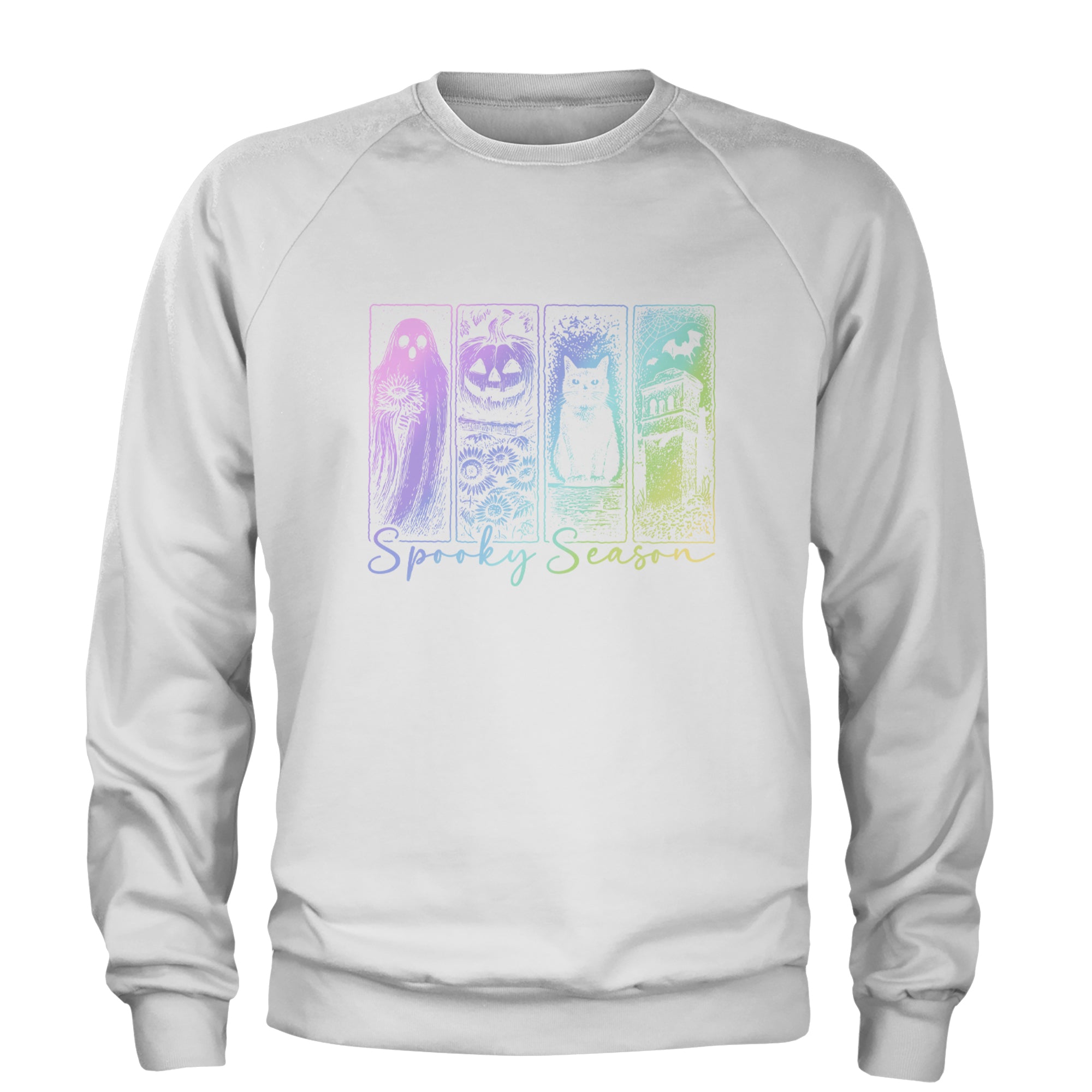 Spooky Season Cute Pastel Halloween Design Adult Crewneck Sweatshirt White