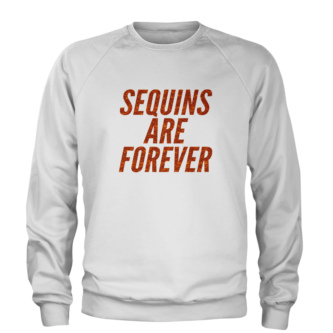Sequins Are Forever Retro Glam Adult Crewneck Sweatshirt White