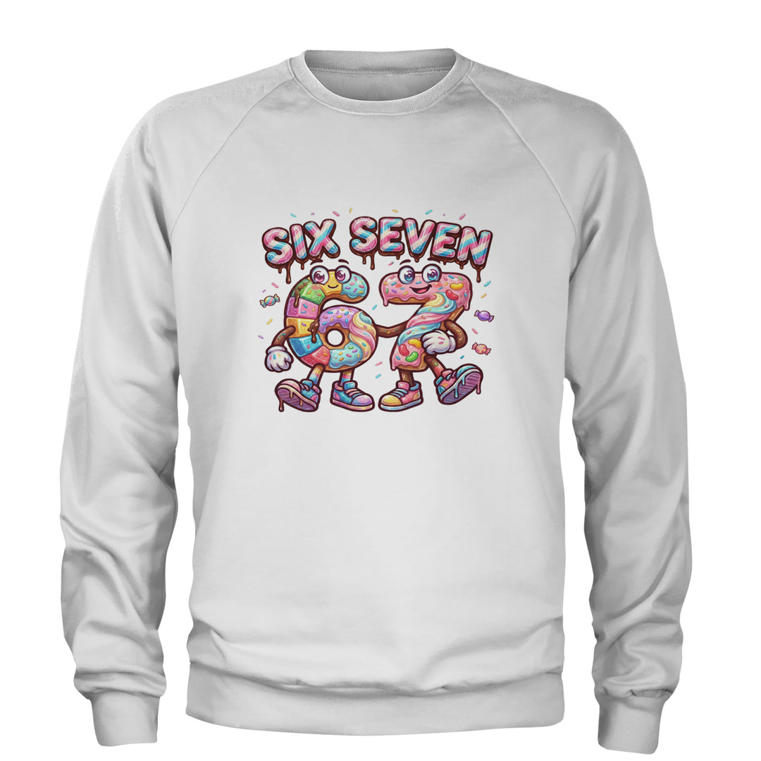 67 Candy Swirl Meme Adult Crewneck Sweatshirt White