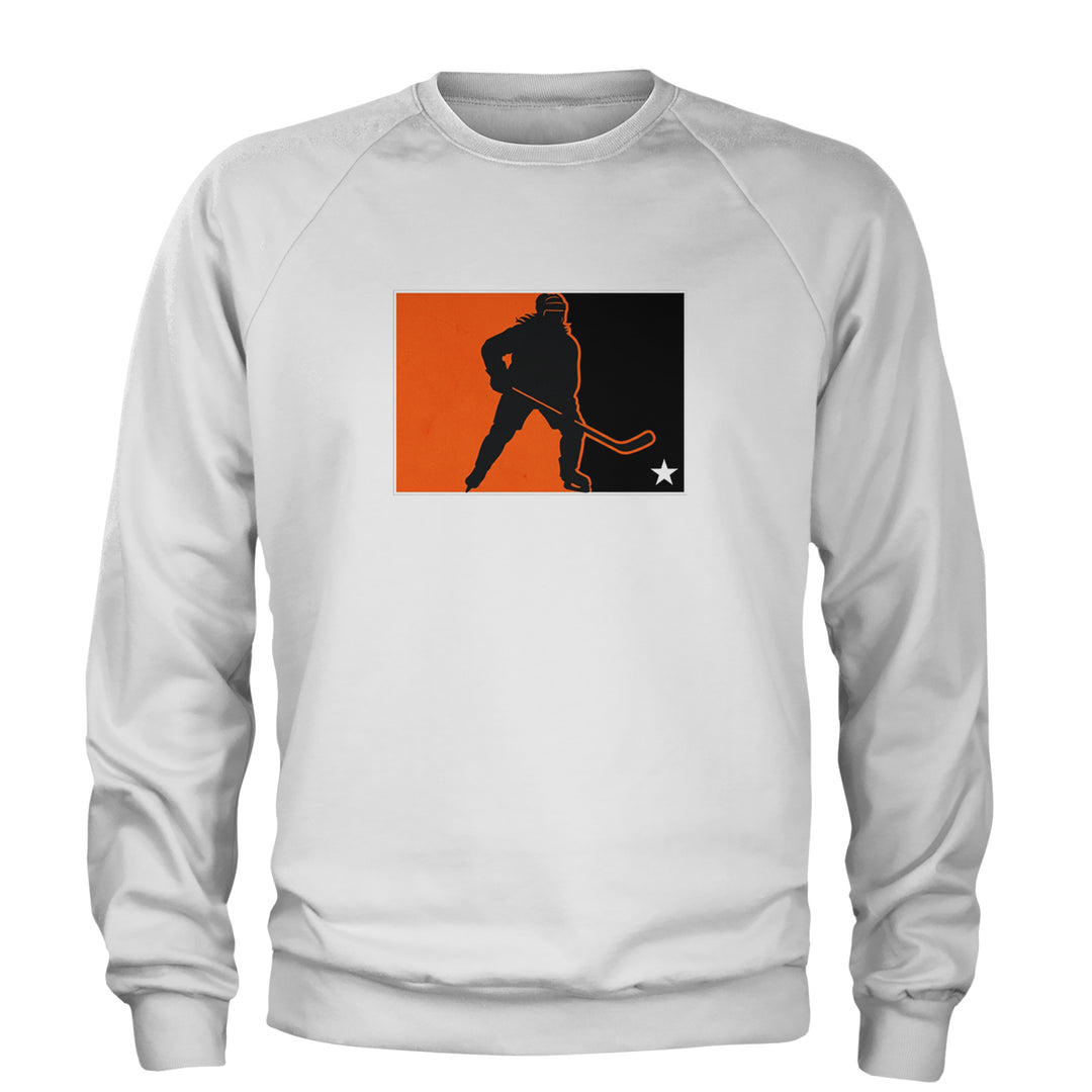Hockey Enforcer Retro Vintage Adult Crewneck Sweatshirt White