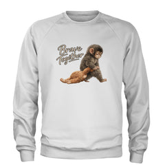 Punch Brave Together Stuffed Animal Adult Crewneck Sweatshirt White
