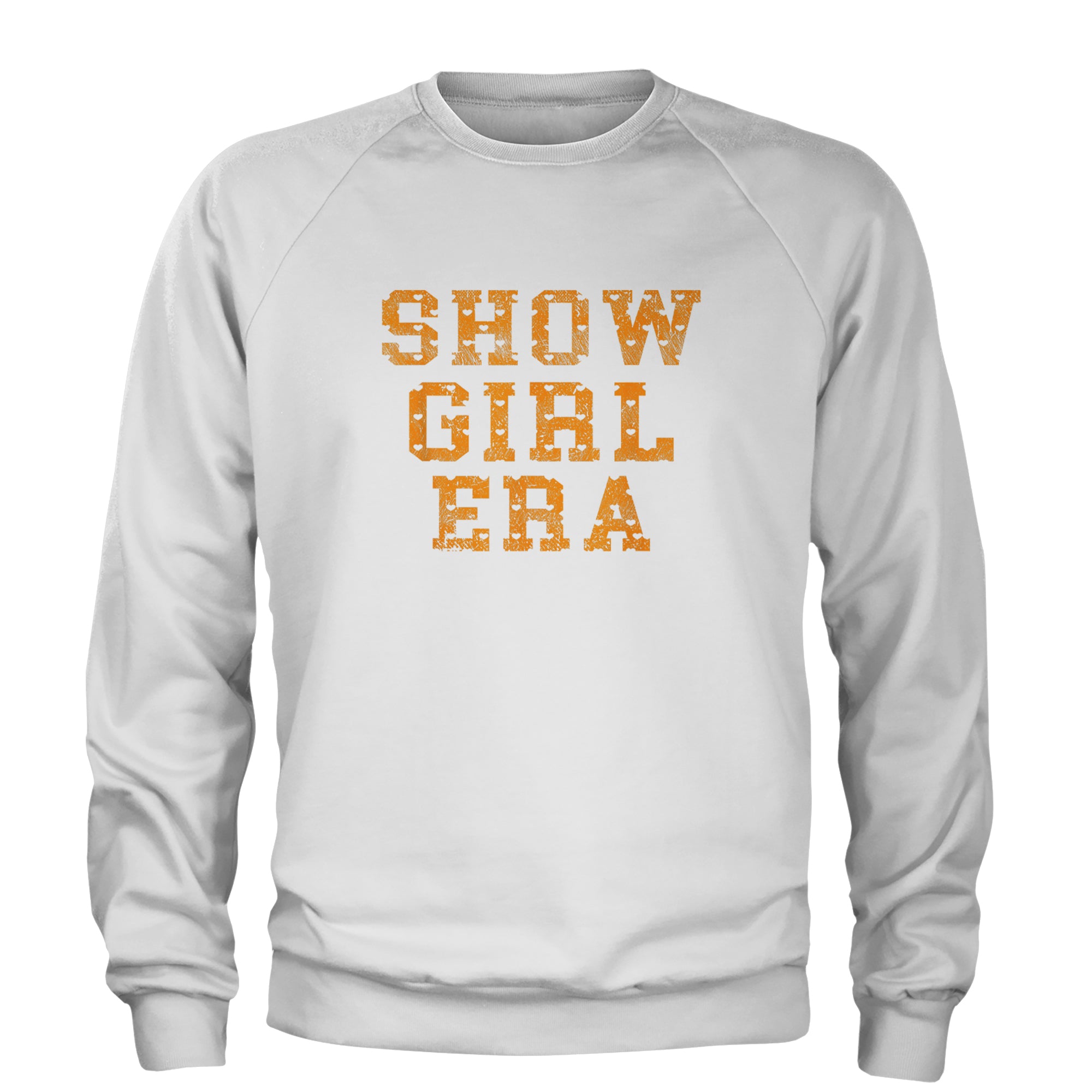 Vintage Showgirl Era Heart Adult Crewneck Sweatshirt White