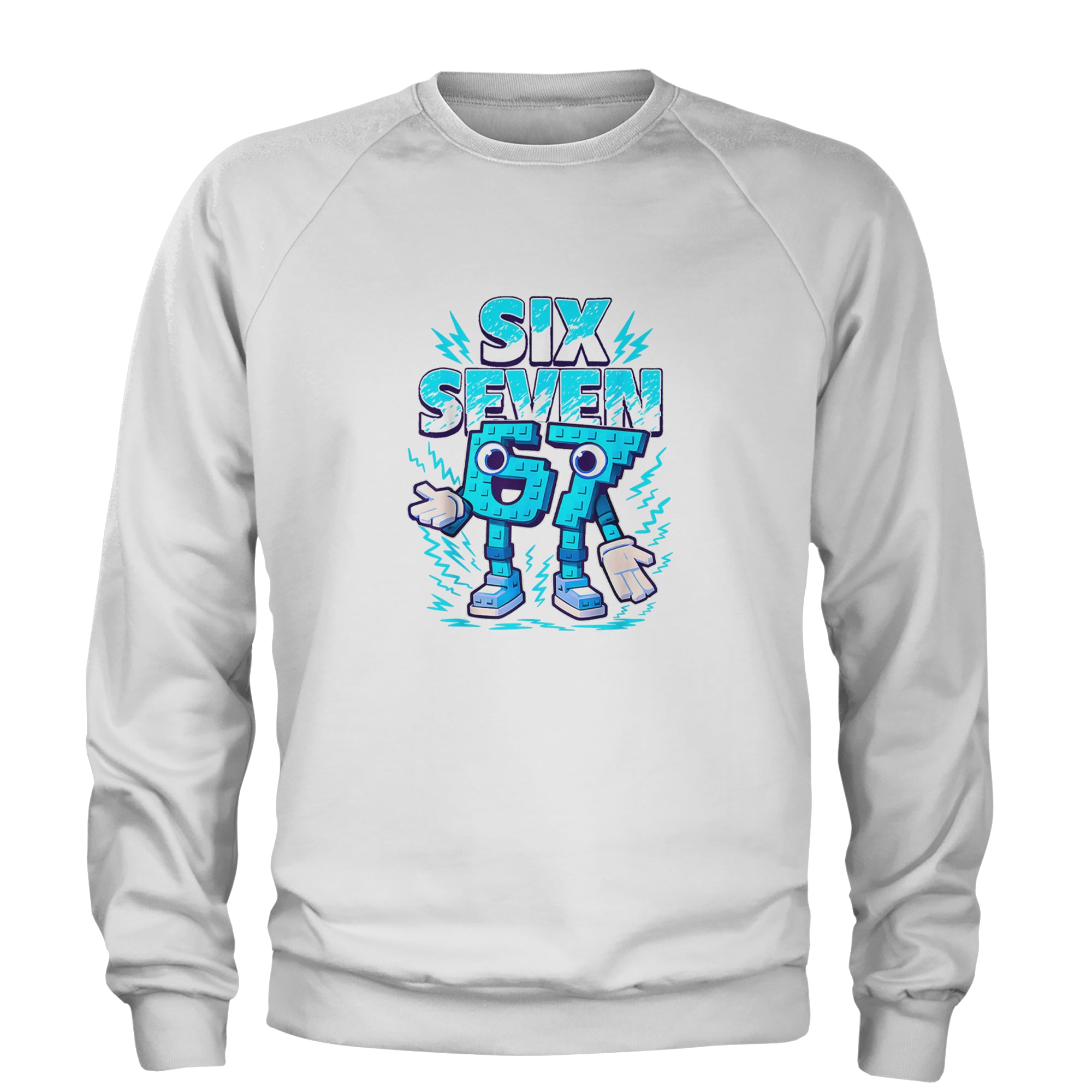 67 Brainrot Meme Slang Adult Crewneck Sweatshirt White