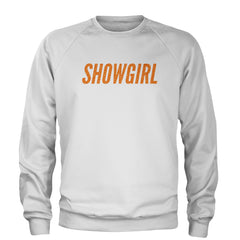 Showgirl Orange Glitter Adult Crewneck Sweatshirt White