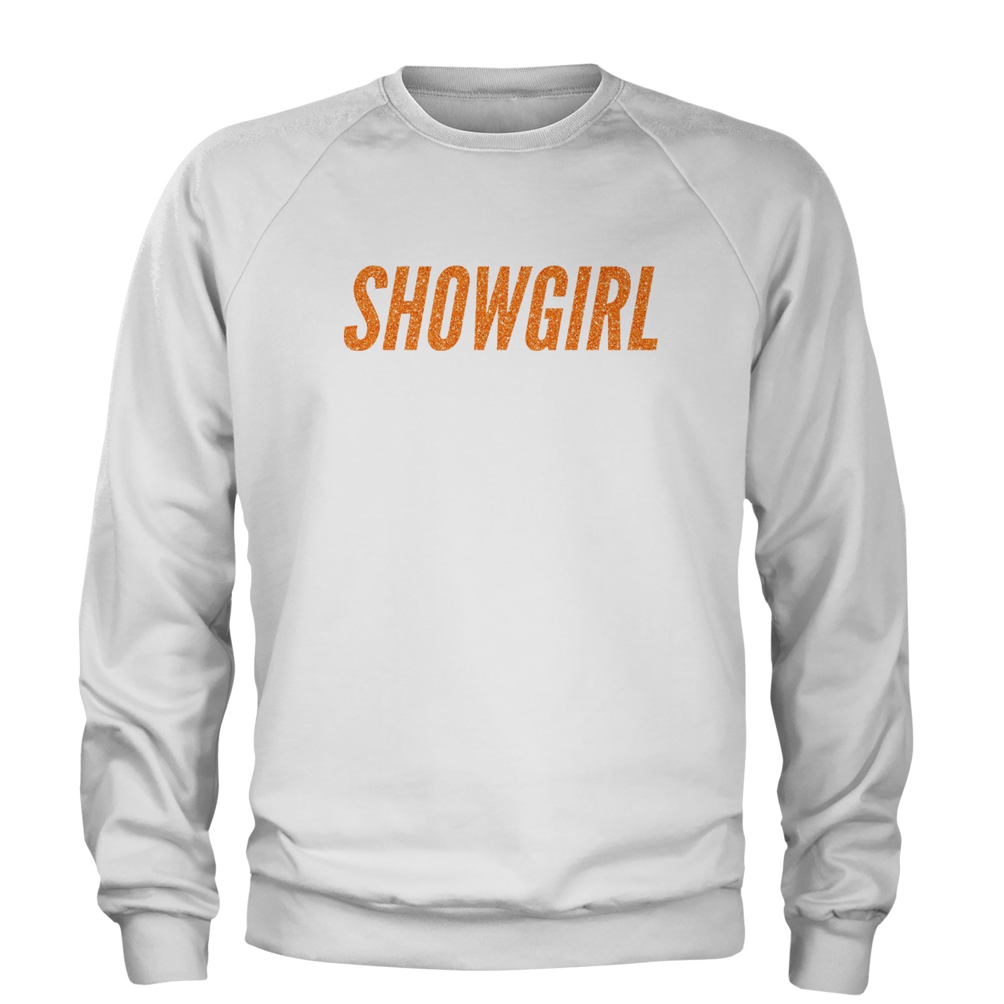 Showgirl Orange Glitter Adult Crewneck Sweatshirt White