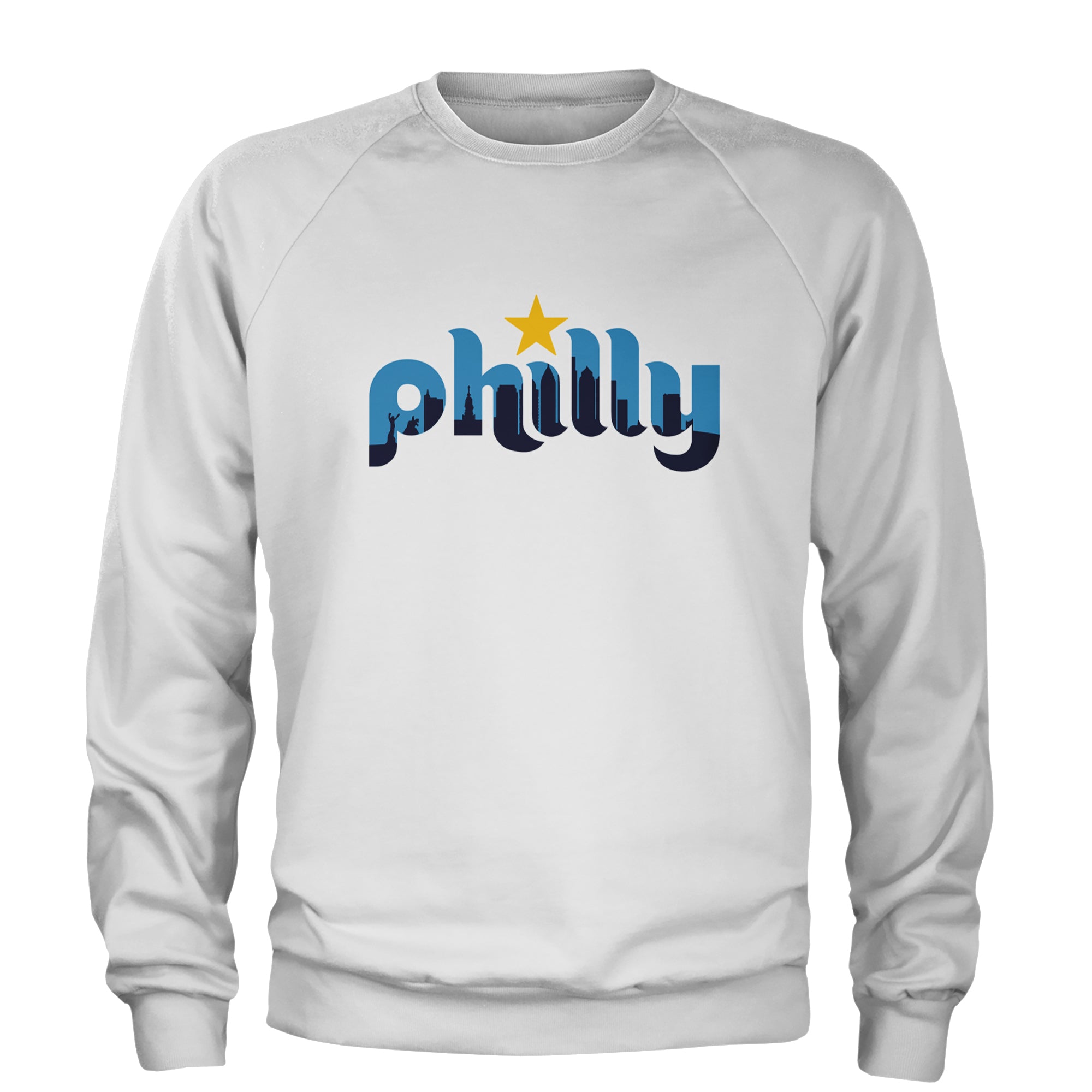 Skyline Philly Philadelphia Adult Crewneck Sweatshirt White