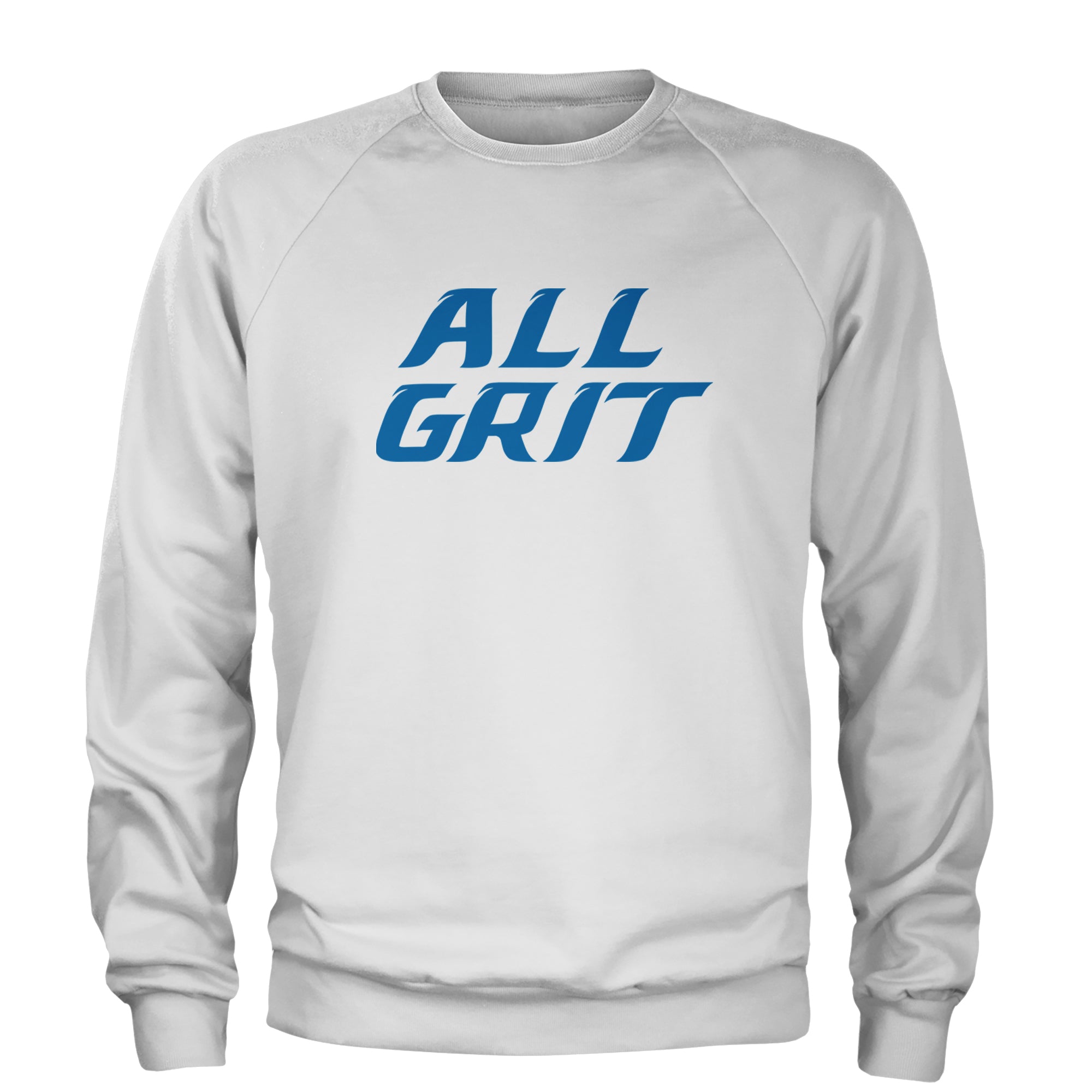 All Grit Detroit Football Adult Crewneck Sweatshirt White