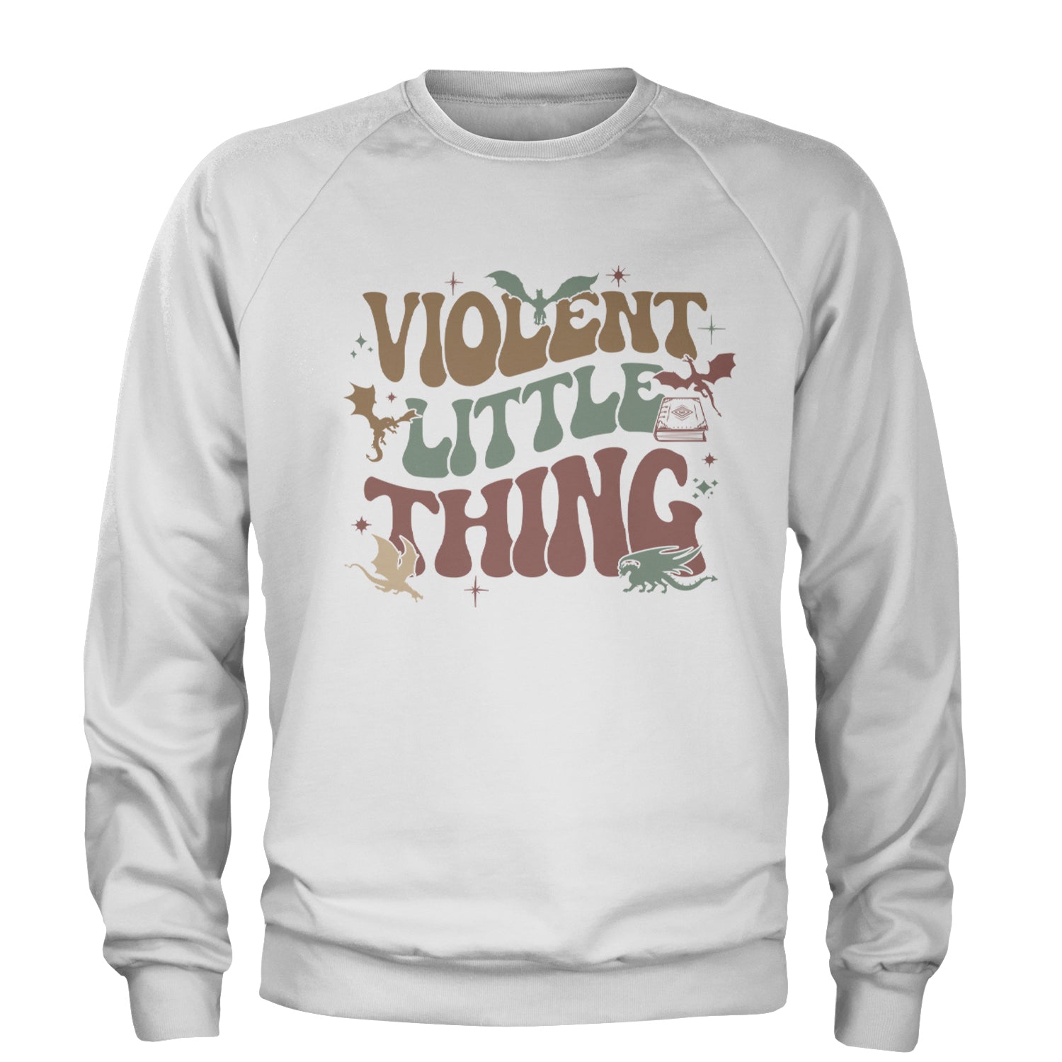 Violent Little Thing Dragon Adult Crewneck Sweatshirt White