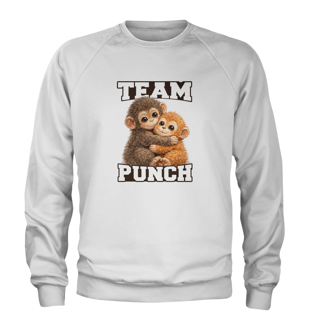 Team Punch Panchi-kun Monkey Adult Crewneck Sweatshirt White