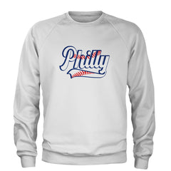 Philly Baseball Stitching Adult Crewneck Sweatshirt White