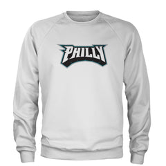 Philly Bold Block Throwback Adult Crewneck Sweatshirt White