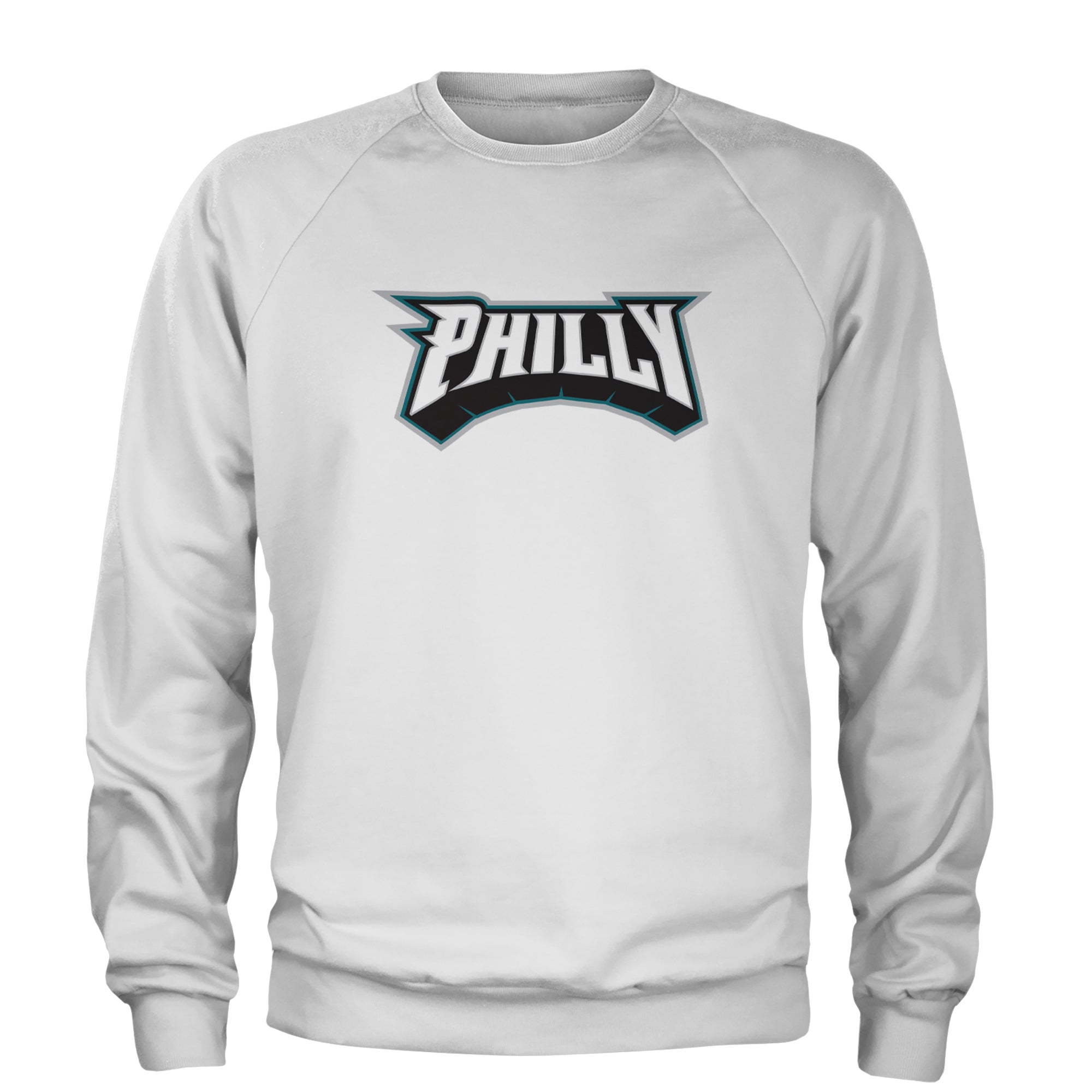 Philly Bold Block Throwback Adult Crewneck Sweatshirt White