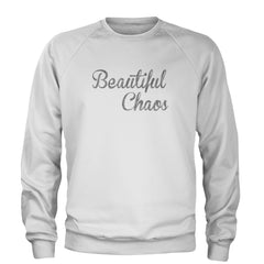 Beautiful Chaos Glitter Music Festival Adult Crewneck Sweatshirt White