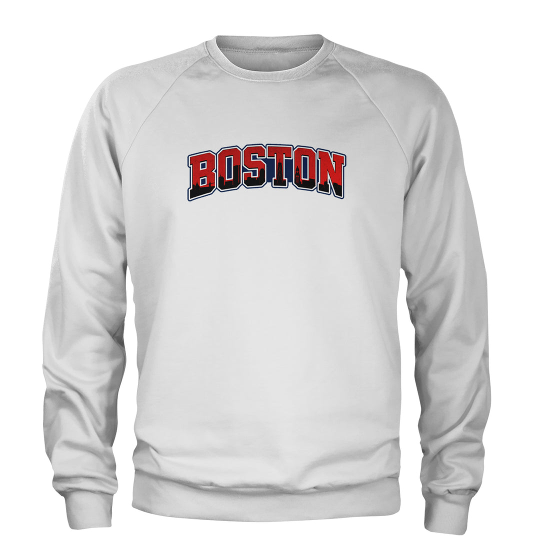 Boston City Pride Skyline Adult Crewneck Sweatshirt White