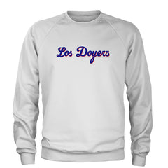 Los Doyers LA Baseball Adult Crewneck Sweatshirt White