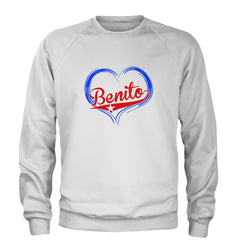 Benito Heart Puerto Rico Adult Crewneck Sweatshirt White