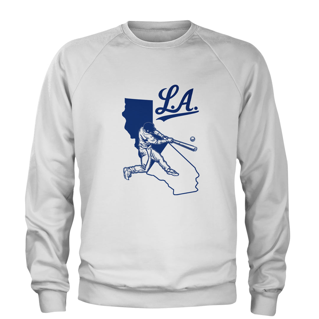 Los Angeles Baseball Batter Up Adult Crewneck Sweatshirt White