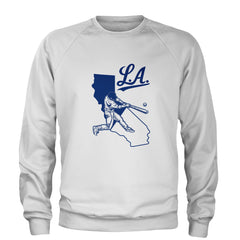 Los Angeles Baseball Batter Up Adult Crewneck Sweatshirt White