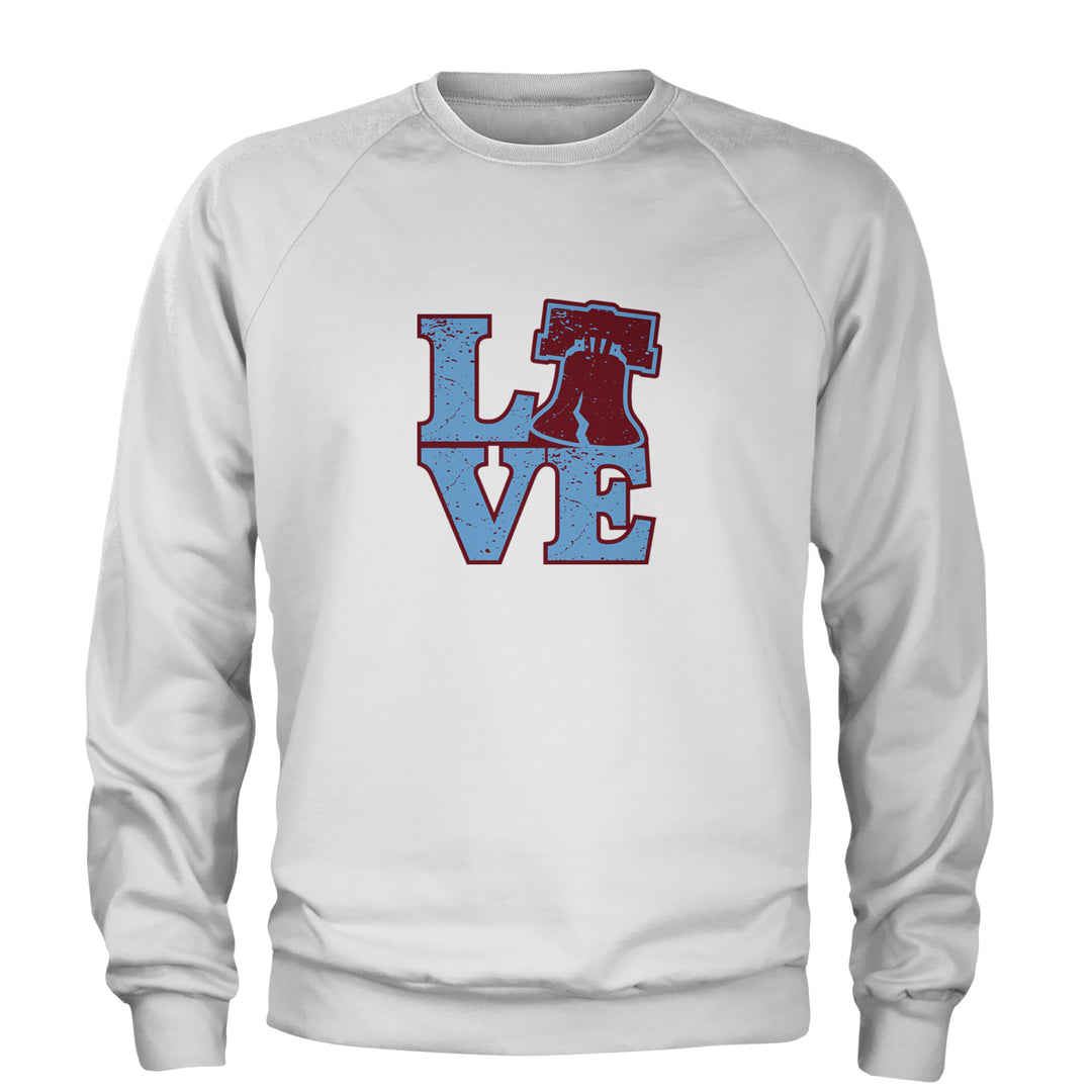 Love Philly Liberty Bell Adult Crewneck Sweatshirt White