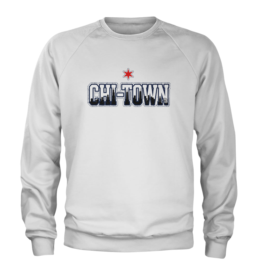Chicago Chi-Town City Pride Adult Crewneck Sweatshirt White