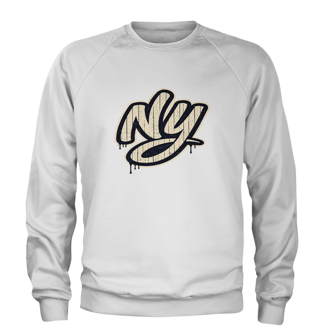 NYC New York City Grunge Street Adult Crewneck Sweatshirt White