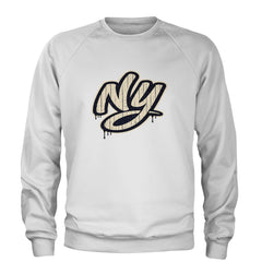 NYC New York City Grunge Street Adult Crewneck Sweatshirt White