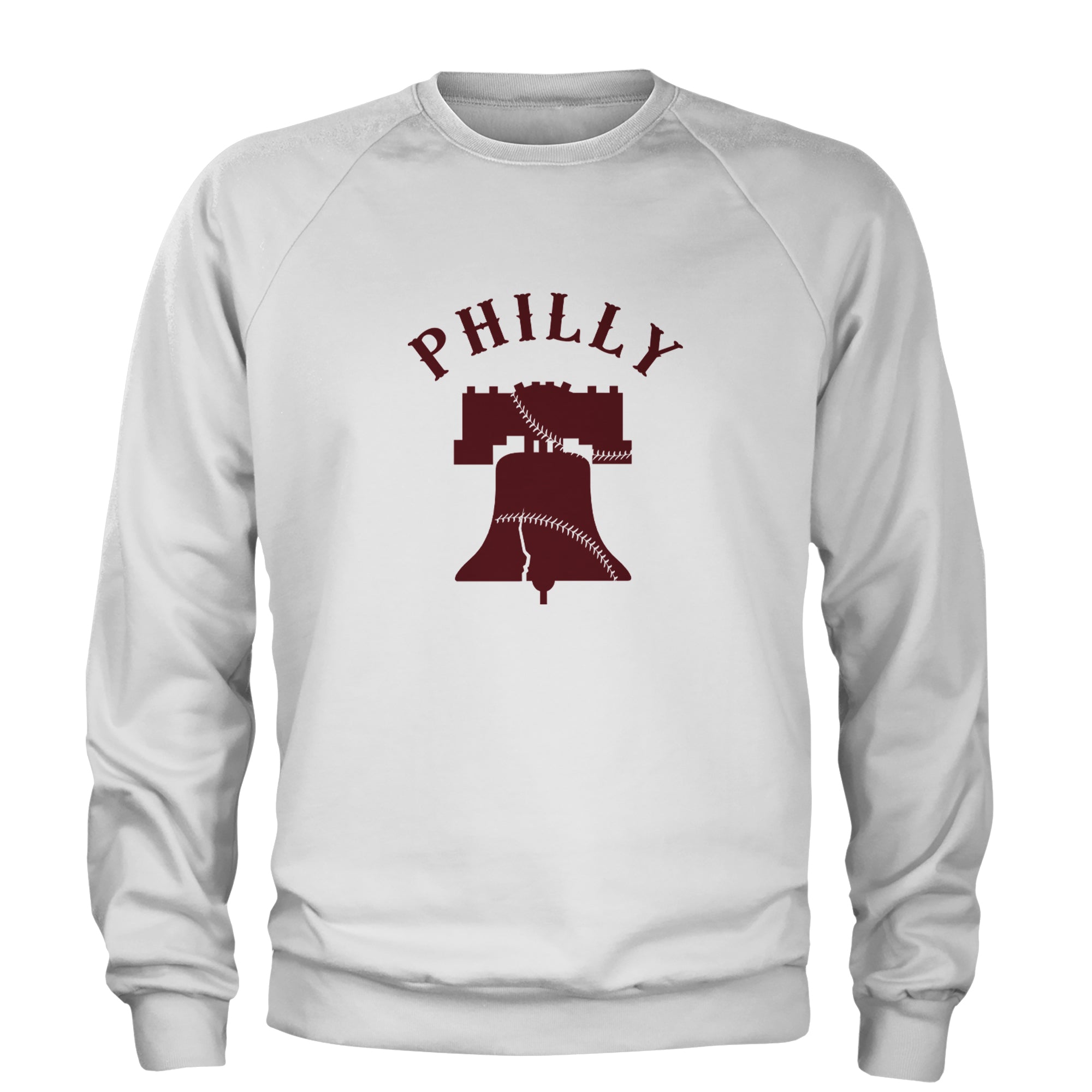 Philly Cracked Liberty Bell Adult Crewneck Sweatshirt White