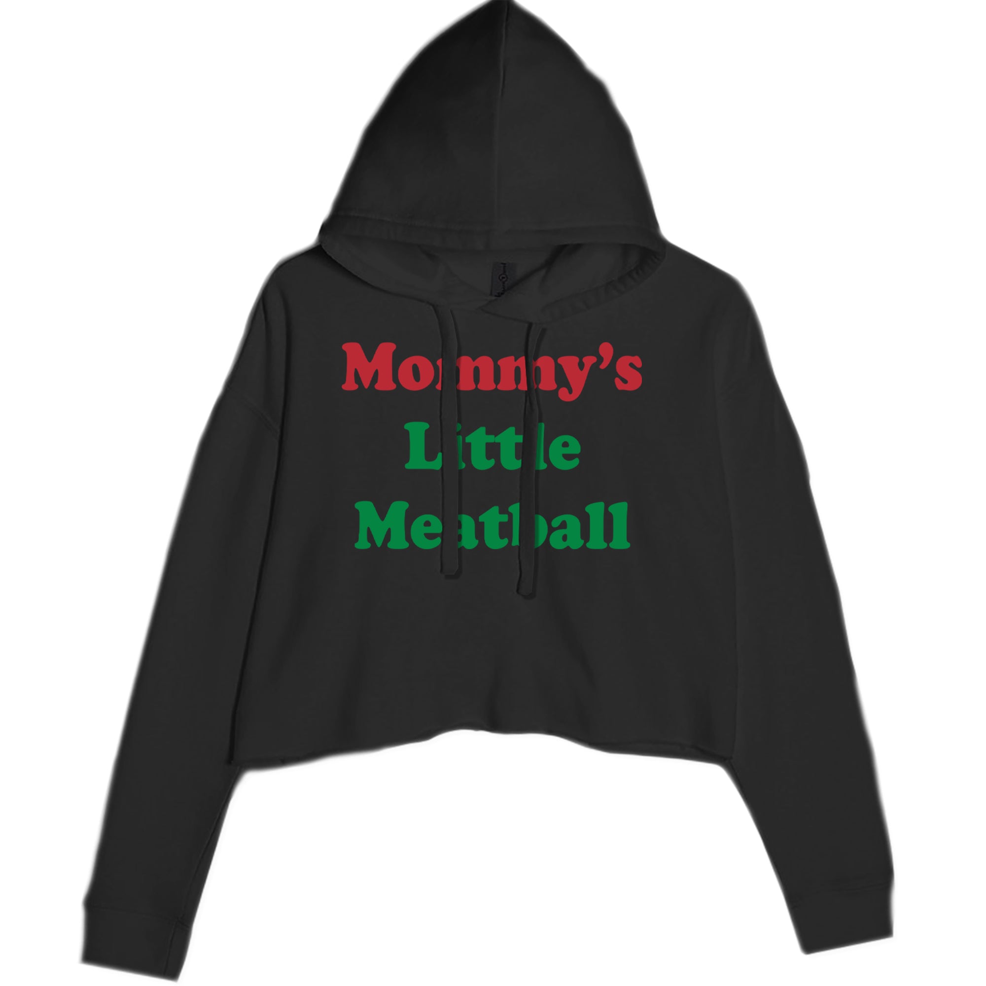 Mommy's Little Meatball Love Island Cropped Hoodie Sweatshirt Black