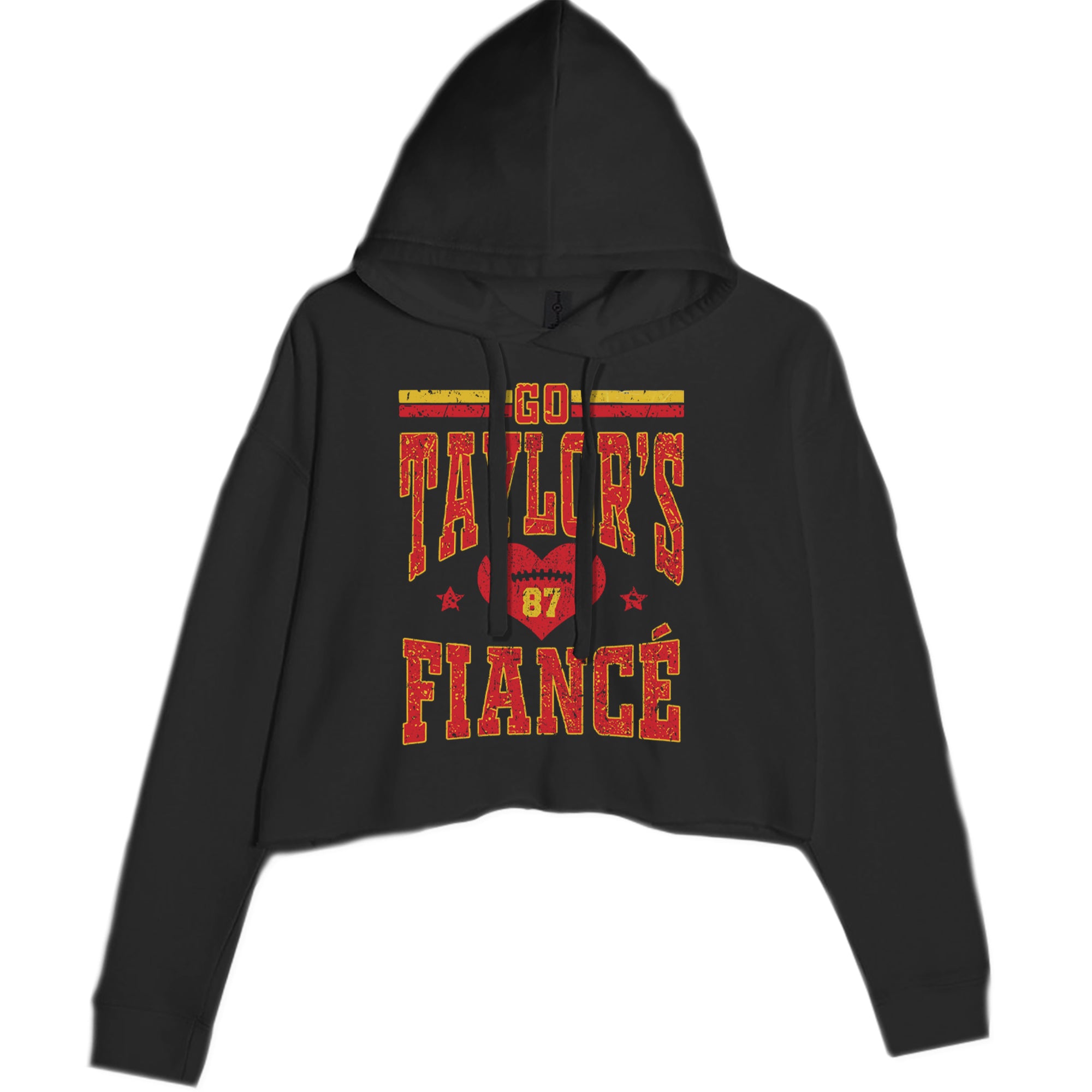 Go Taylor's Fiancé Engagement Game Day Cropped Hoodie Sweatshirt Black