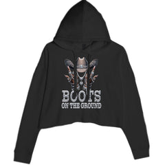 Boots On The Ground Bling western sparkle graphic on a women's cropped fleece hoodie