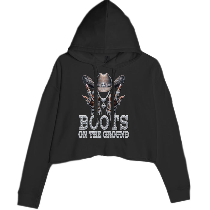 Boots On The Ground Bling Cropped Hoodie Sweatshirt
