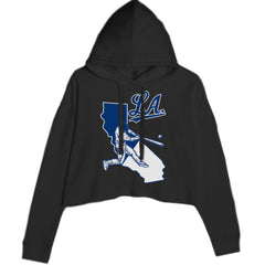 Los Angeles Baseball Batter Up Cropped Hoodie Sweatshirt Black