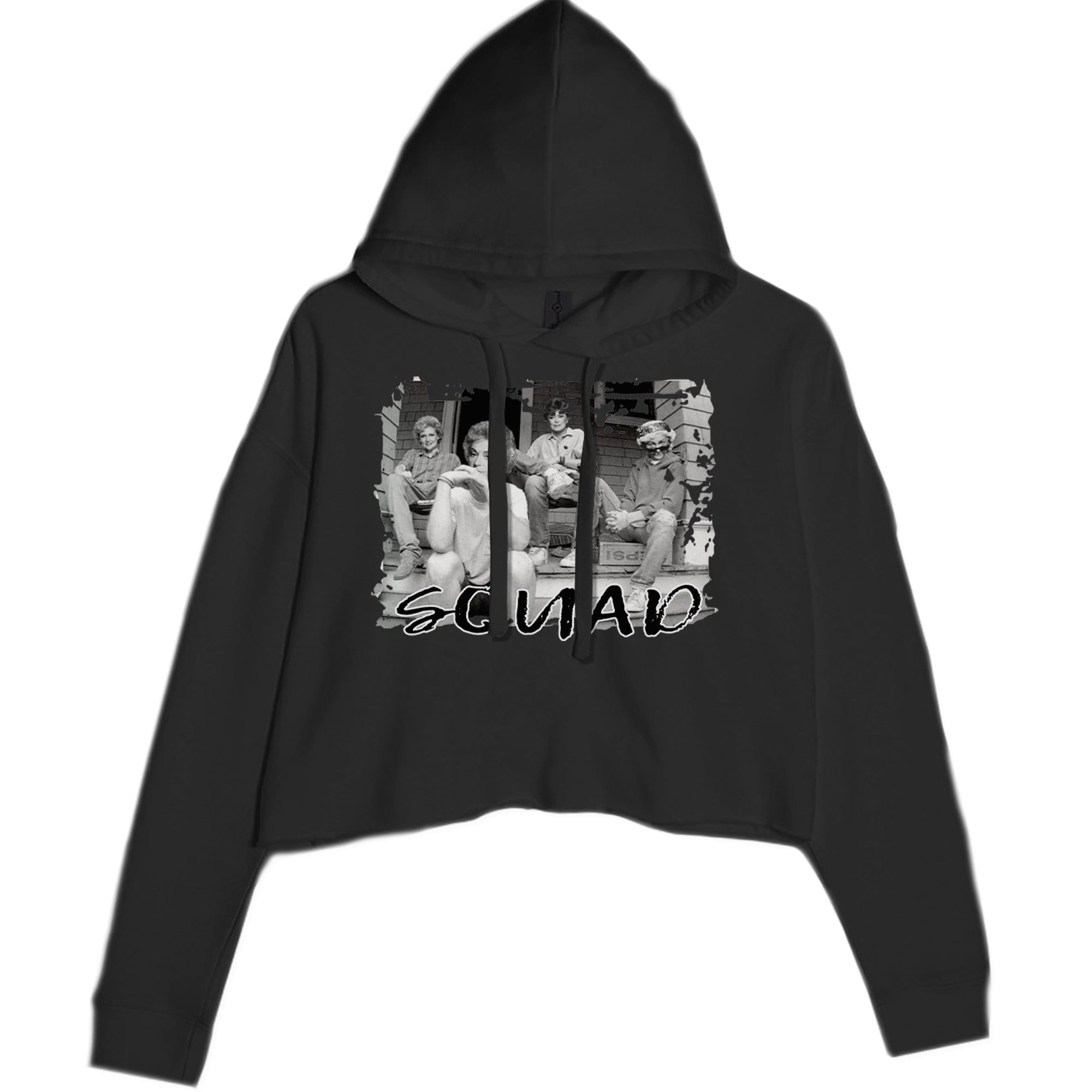 Squad Golden Girls Cropped Hoodie Sweatshirt Black