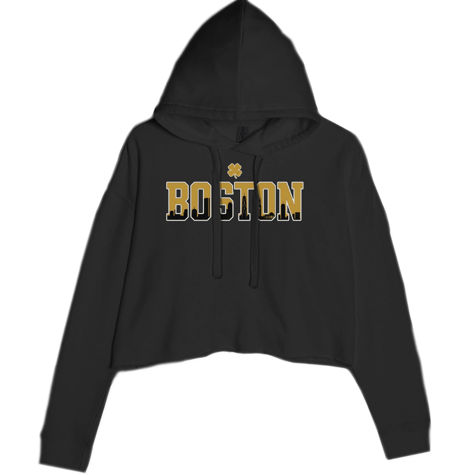 Boston City Pride Irish Cropped Hoodie Sweatshirt Black