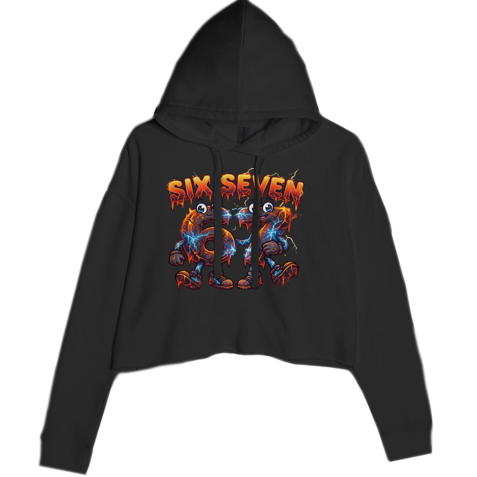67 Lava Lightning Six Seven Meme Cropped Hoodie Sweatshirt Black