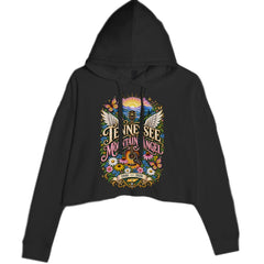Tennessee Mountain Angel Wings Dolly Cropped Hoodie Sweatshirt Black
