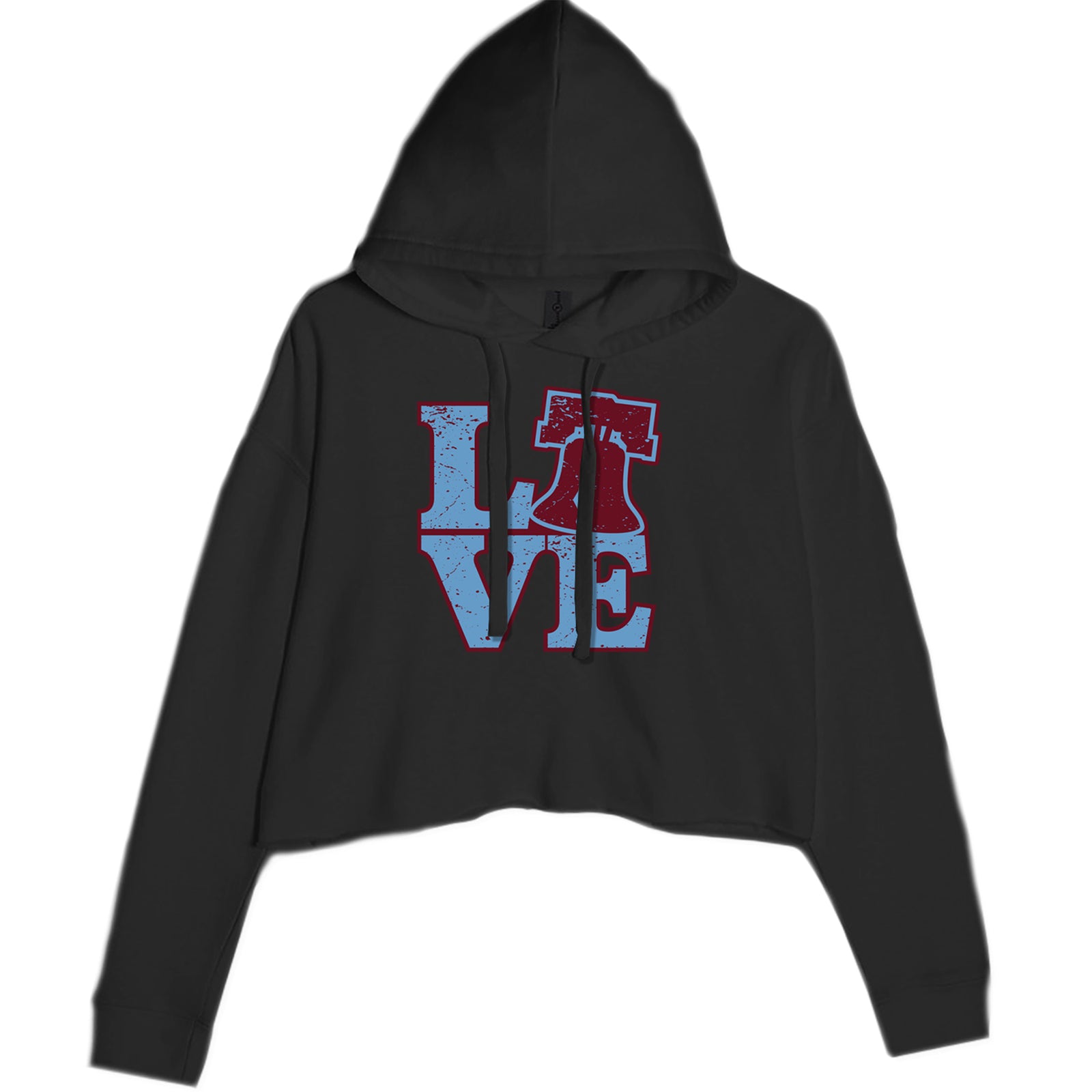Love Philly Liberty Bell Cropped Hoodie Sweatshirt Black