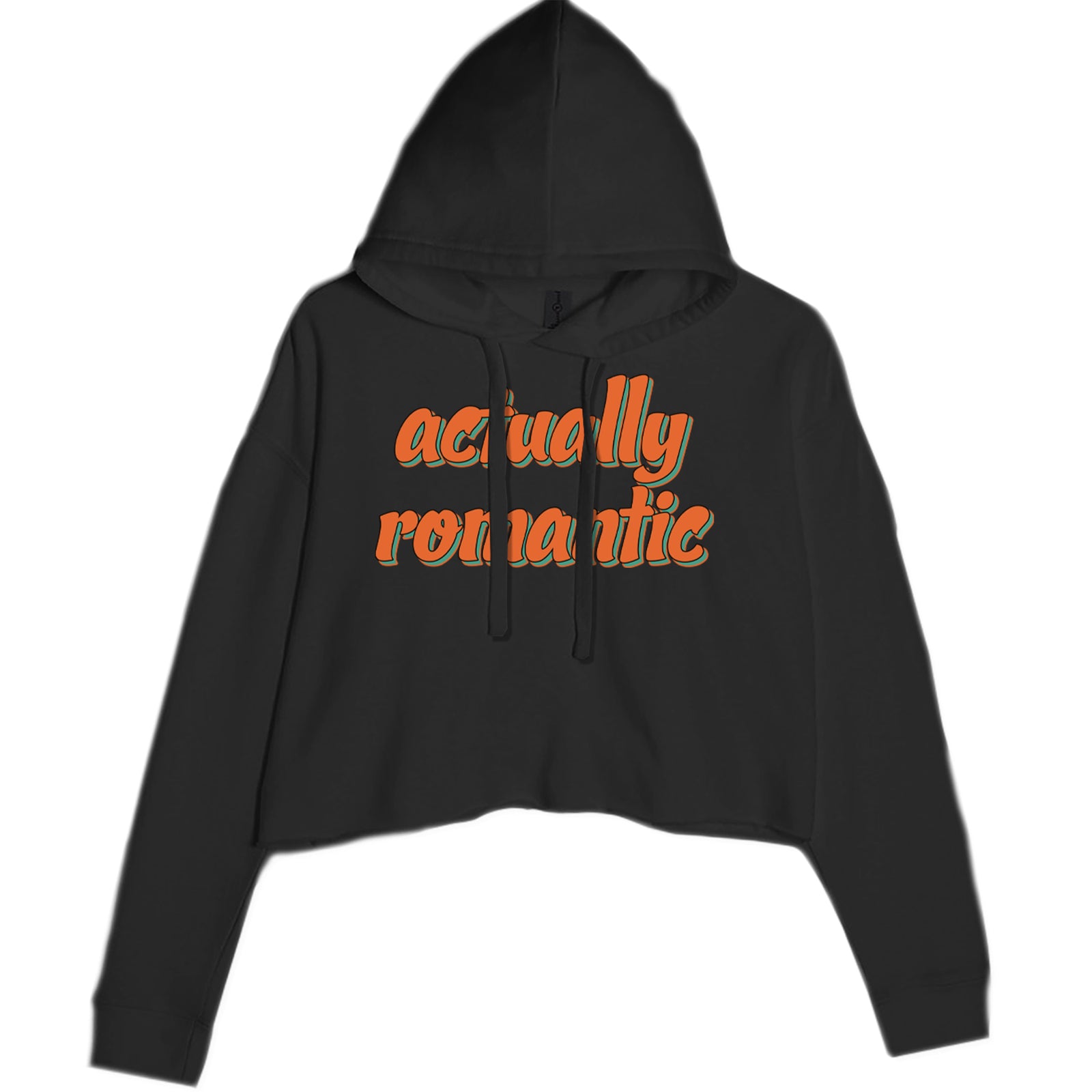 Actually Romantic Cropped Hoodie Sweatshirt Black