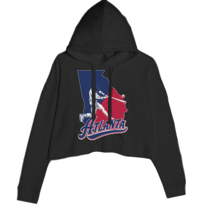 Atlanta Georgia Batter Up Cropped Hoodie Sweatshirt