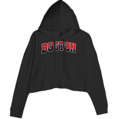 Boston City Pride Skyline graphic on Women's Cropped Fleece Hoodie