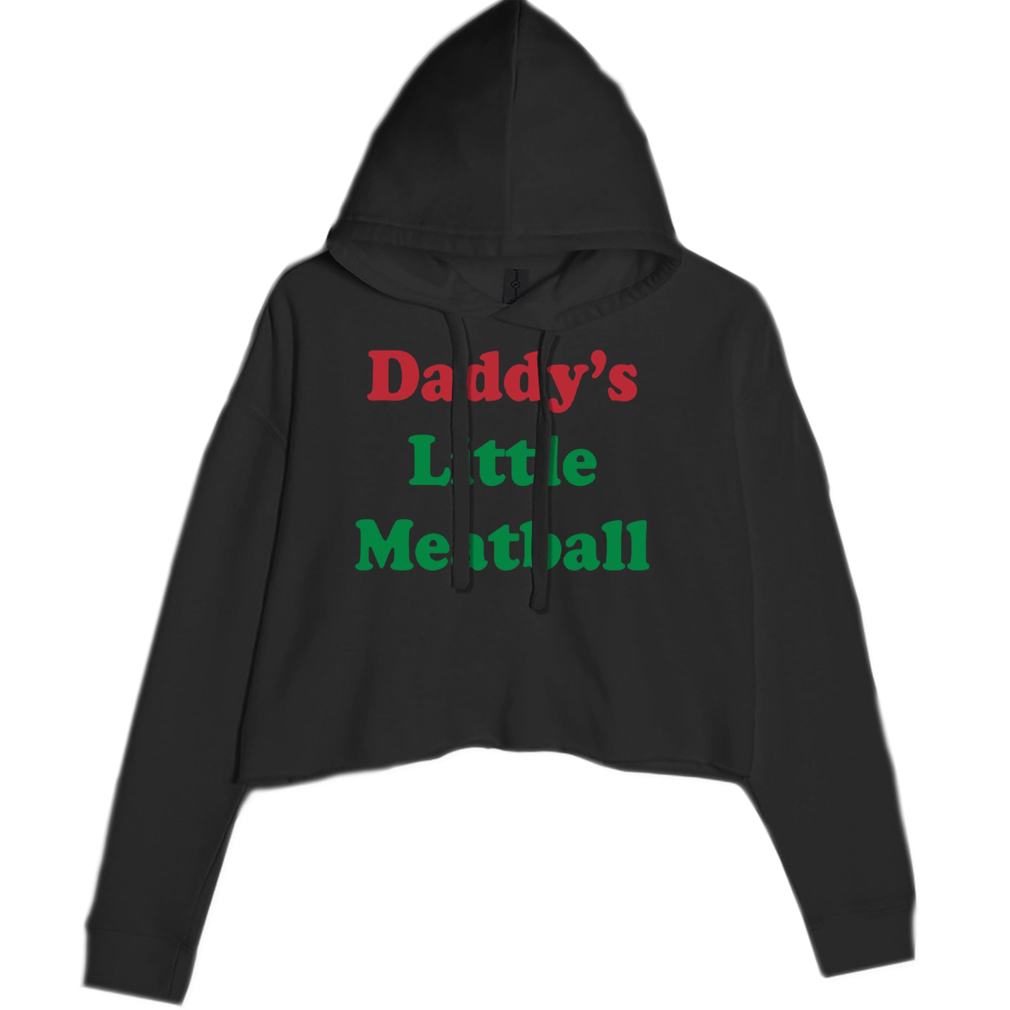 Daddy's Little Meatball Love Island Cropped Hoodie Sweatshirt Black