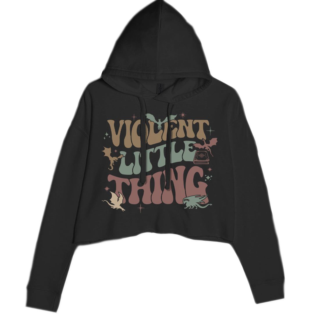 Violent Little Thing Dragon Cropped Hoodie Sweatshirt Black