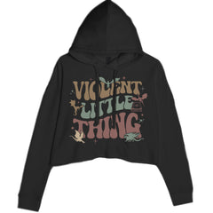 Violent Little Thing Dragon Cropped Hoodie Sweatshirt Black