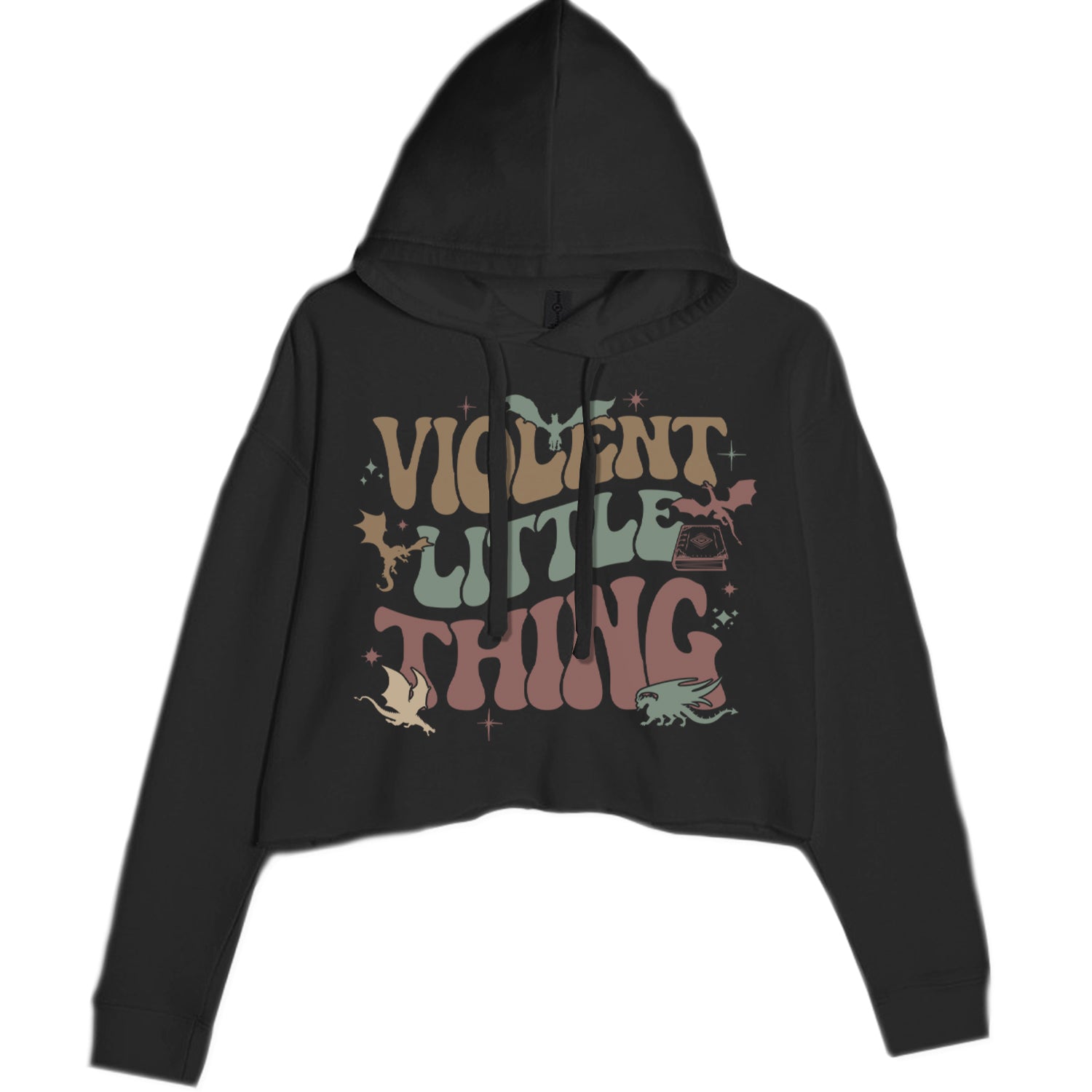 Violent Little Thing Dragon Cropped Hoodie Sweatshirt White
