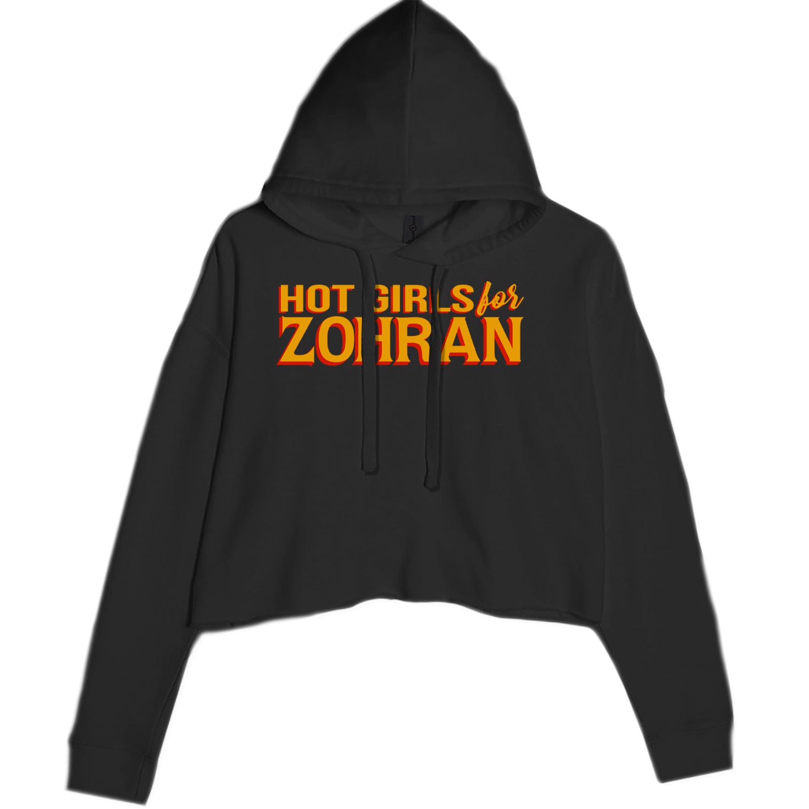 Hot Girls for Zohran Meme Cropped Hoodie Sweatshirt Black