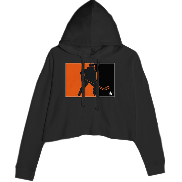 Hockey Enforcer Retro Vintage Cropped Hoodie Sweatshirt