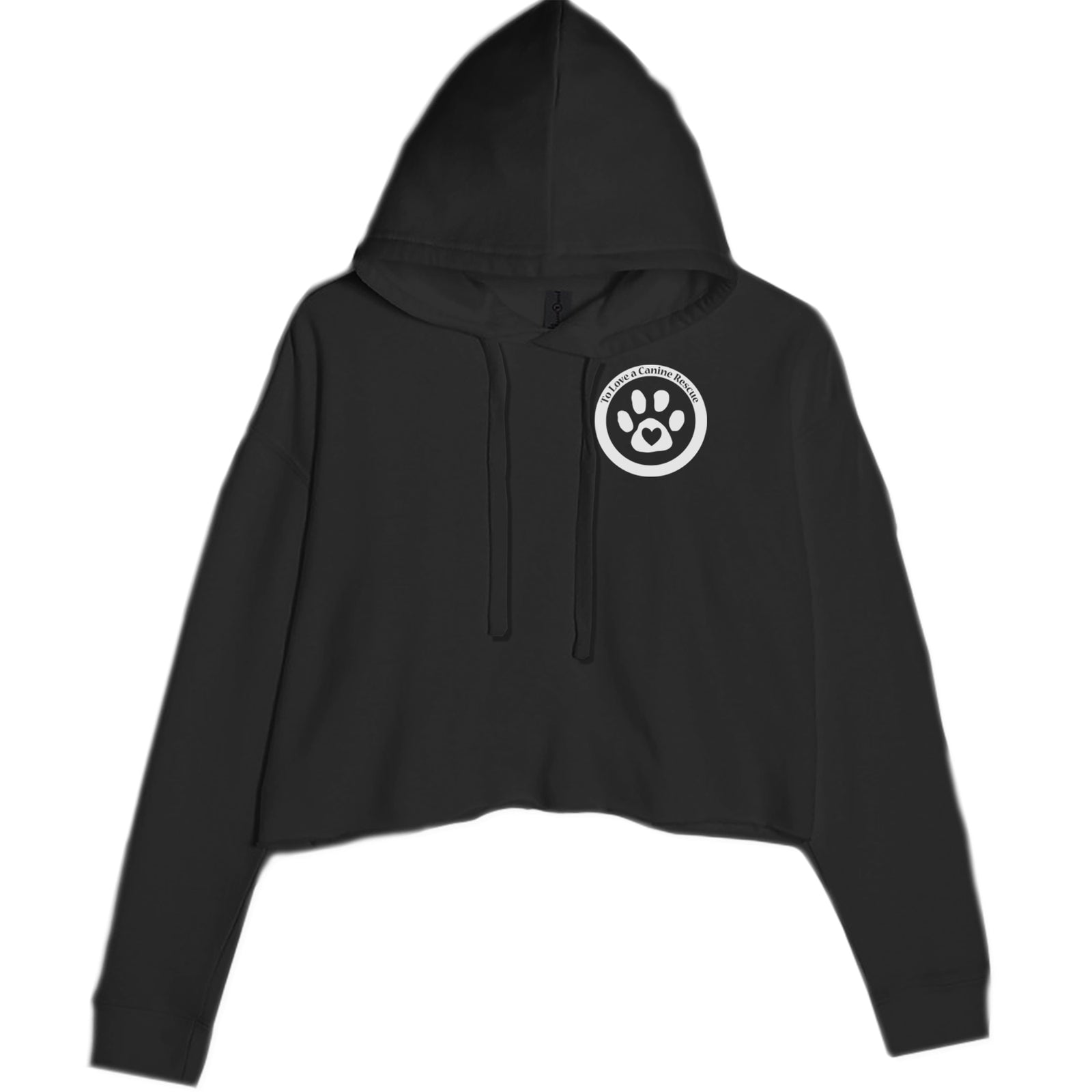 TLC To Love a Canine Dog Rescue White Cropped Hoodie Sweatshirt Black